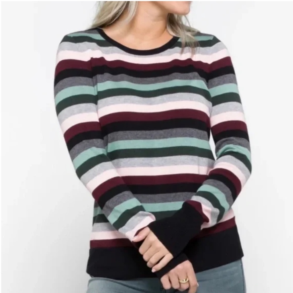 Vince Camuto Ballie Stripe Crew Neck Pullover Long Sleeve Sweater Ladies Large